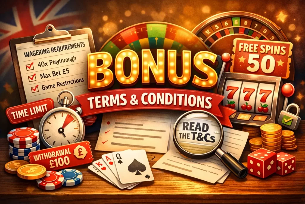 Casino bonus terms and wagering requirements illustration