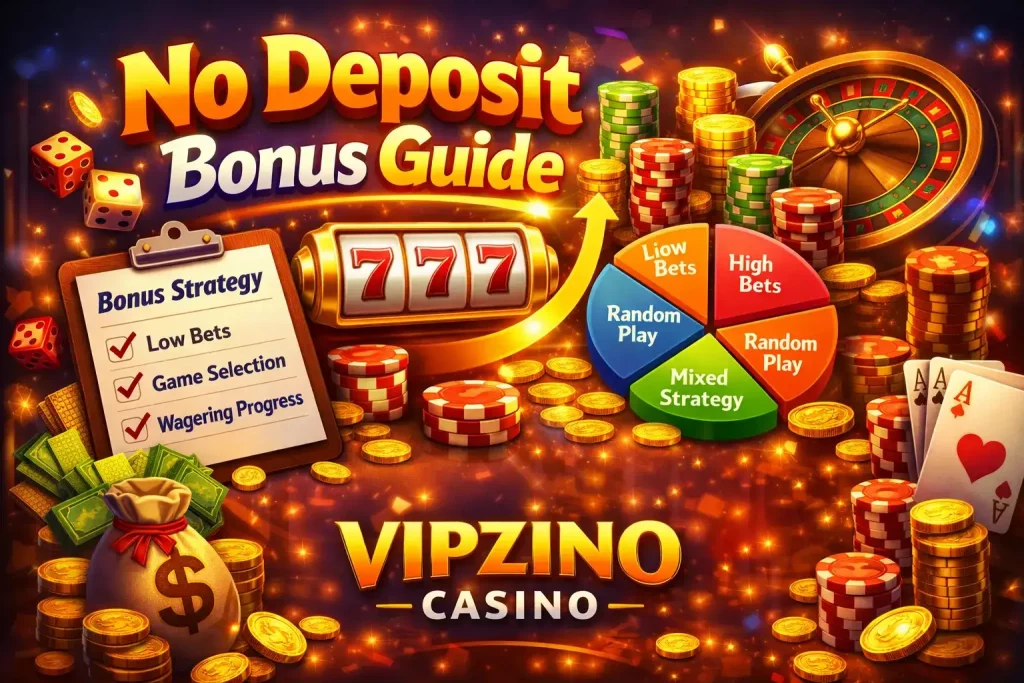 Vipzino Casino no deposit bonus guide with slots, roulette, free spins and bonus strategy for UK players